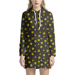 Polka Dot Sunflower Pattern Print Hoodie Dress