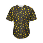 Polka Dot Sunflower Pattern Print Men's Baseball Jersey