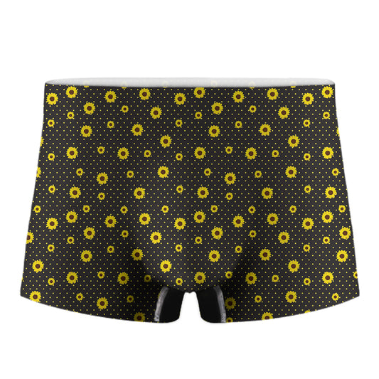 Polka Dot Sunflower Pattern Print Men's Boxer Briefs