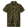 Polka Dot Sunflower Pattern Print Men's Short Sleeve Shirt