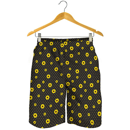 Polka Dot Sunflower Pattern Print Men's Shorts