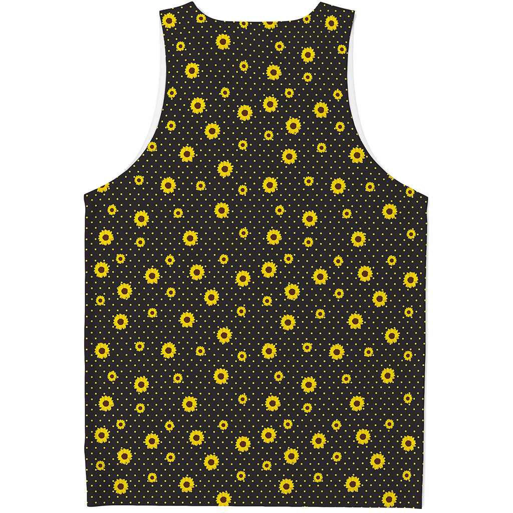 Polka Dot Sunflower Pattern Print Men's Tank Top