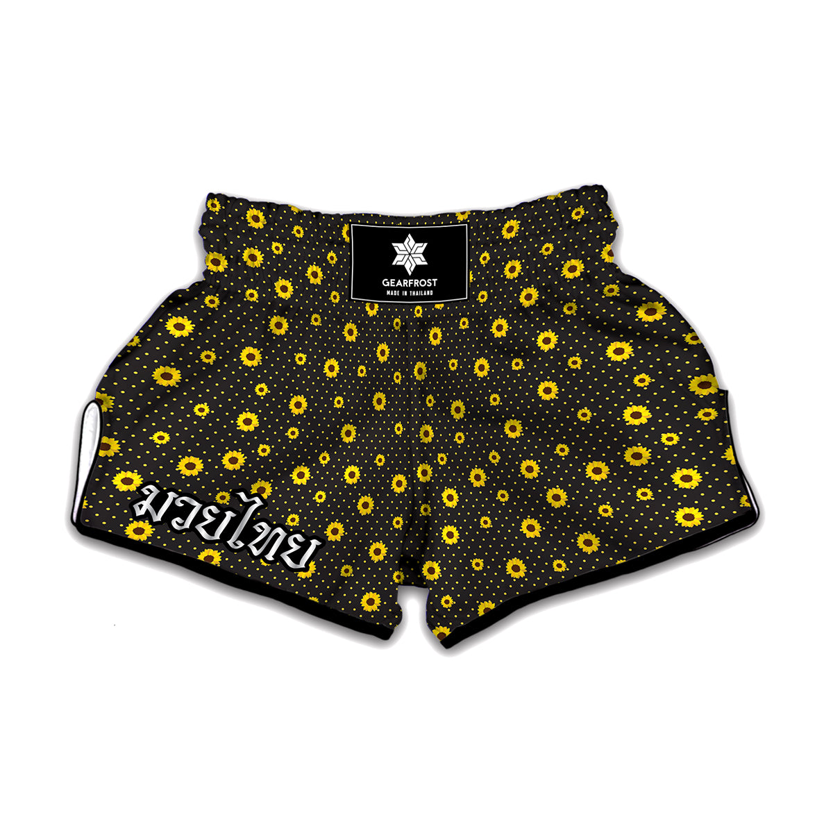 Polka Dot Sunflower Pattern Print Muay Thai Boxing Shorts