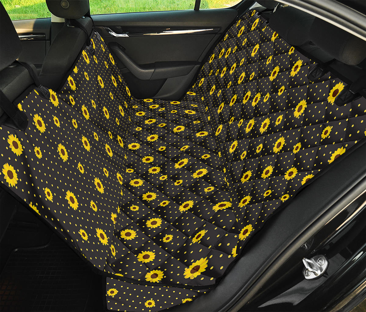 Polka Dot Sunflower Pattern Print Pet Car Back Seat Cover