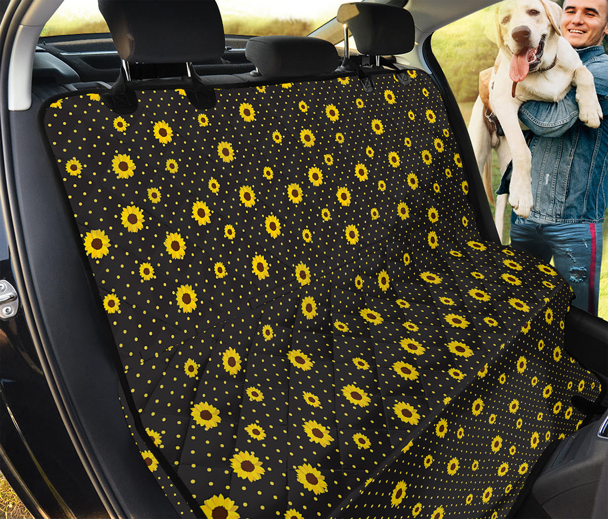 Polka Dot Sunflower Pattern Print Pet Car Back Seat Cover