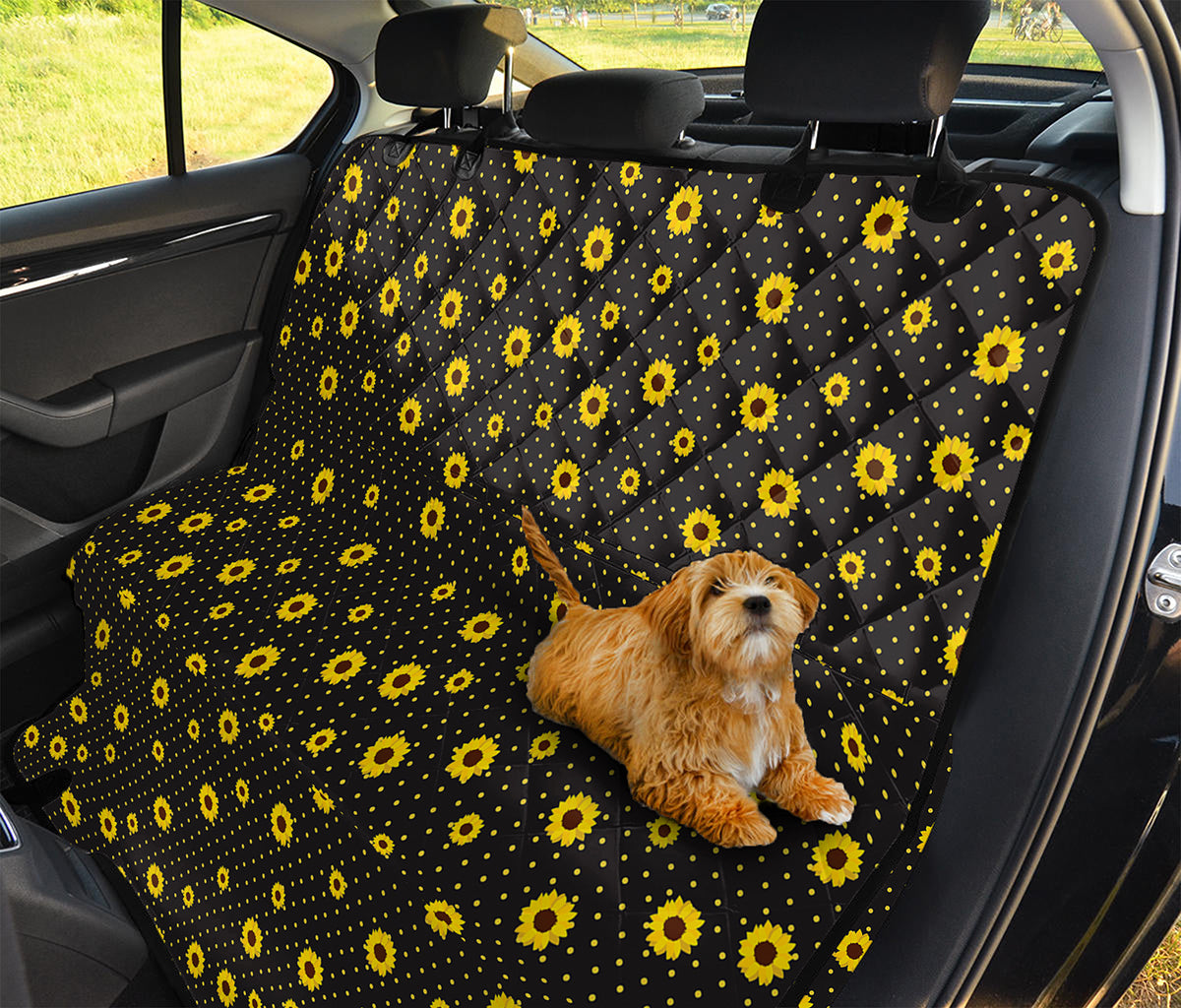 Polka Dot Sunflower Pattern Print Pet Car Back Seat Cover