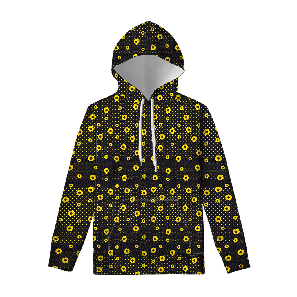 Polka Dot Sunflower Pattern Print Pullover Hoodie