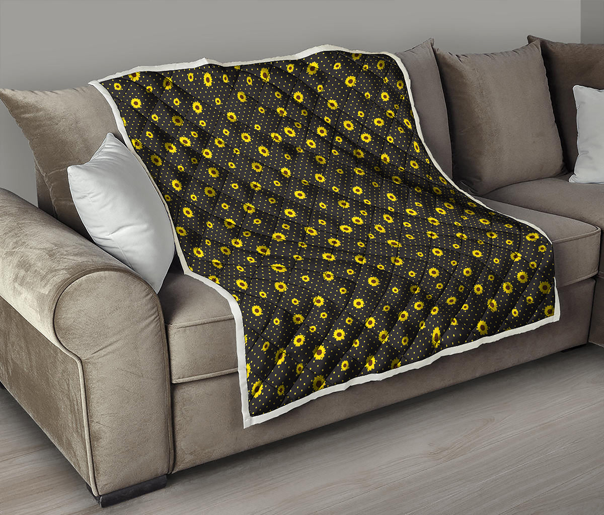 Polka Dot Sunflower Pattern Print Quilt