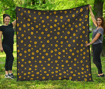 Polka Dot Sunflower Pattern Print Quilt