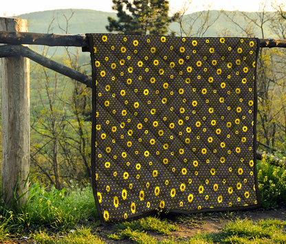 Polka Dot Sunflower Pattern Print Quilt