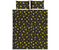 Polka Dot Sunflower Pattern Print Quilt Bed Set