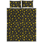 Polka Dot Sunflower Pattern Print Quilt Bed Set
