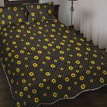 Polka Dot Sunflower Pattern Print Quilt Bed Set