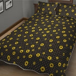 Polka Dot Sunflower Pattern Print Quilt Bed Set