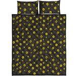 Polka Dot Sunflower Pattern Print Quilt Bed Set