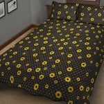 Polka Dot Sunflower Pattern Print Quilt Bed Set