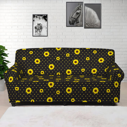 Polka Dot Sunflower Pattern Print Sofa Cover