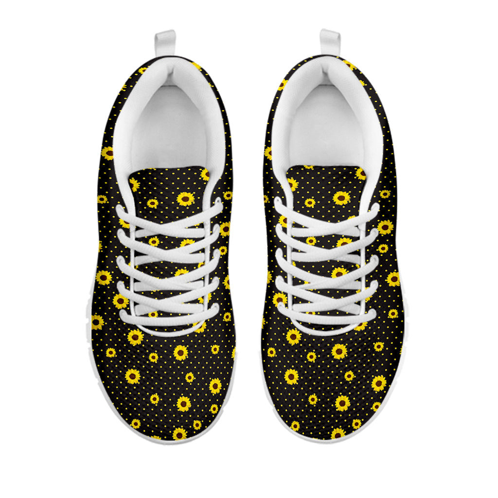 Polka Dot Sunflower Pattern Print White Sneakers