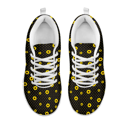 Polka Dot Sunflower Pattern Print White Sneakers