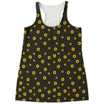 Polka Dot Sunflower Pattern Print Women's Racerback Tank Top