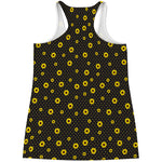 Polka Dot Sunflower Pattern Print Women's Racerback Tank Top