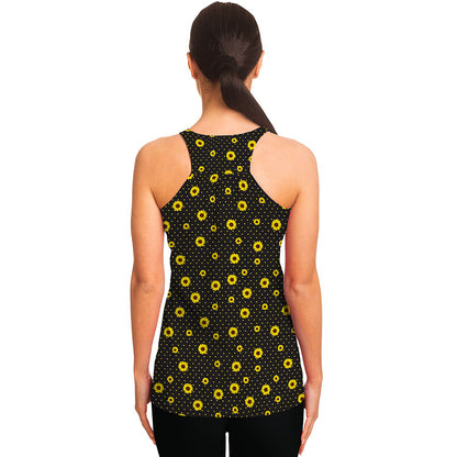 Polka Dot Sunflower Pattern Print Women's Racerback Tank Top