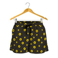 Polka Dot Sunflower Pattern Print Women's Shorts