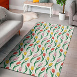 Polygon Tulip Pattern Print Area Rug