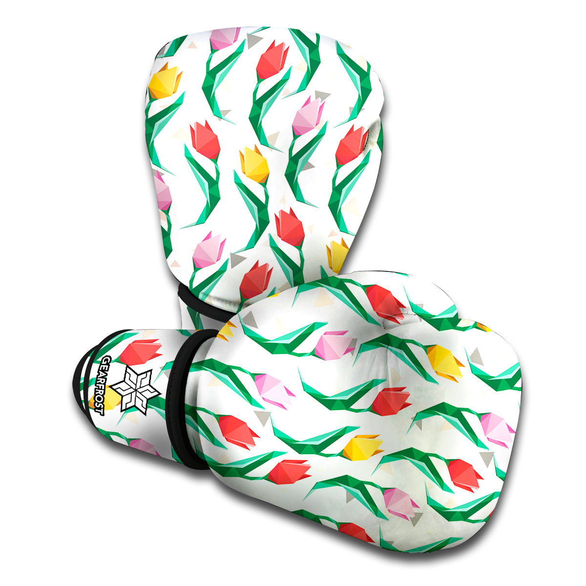 Polygon Tulip Pattern Print Boxing Gloves