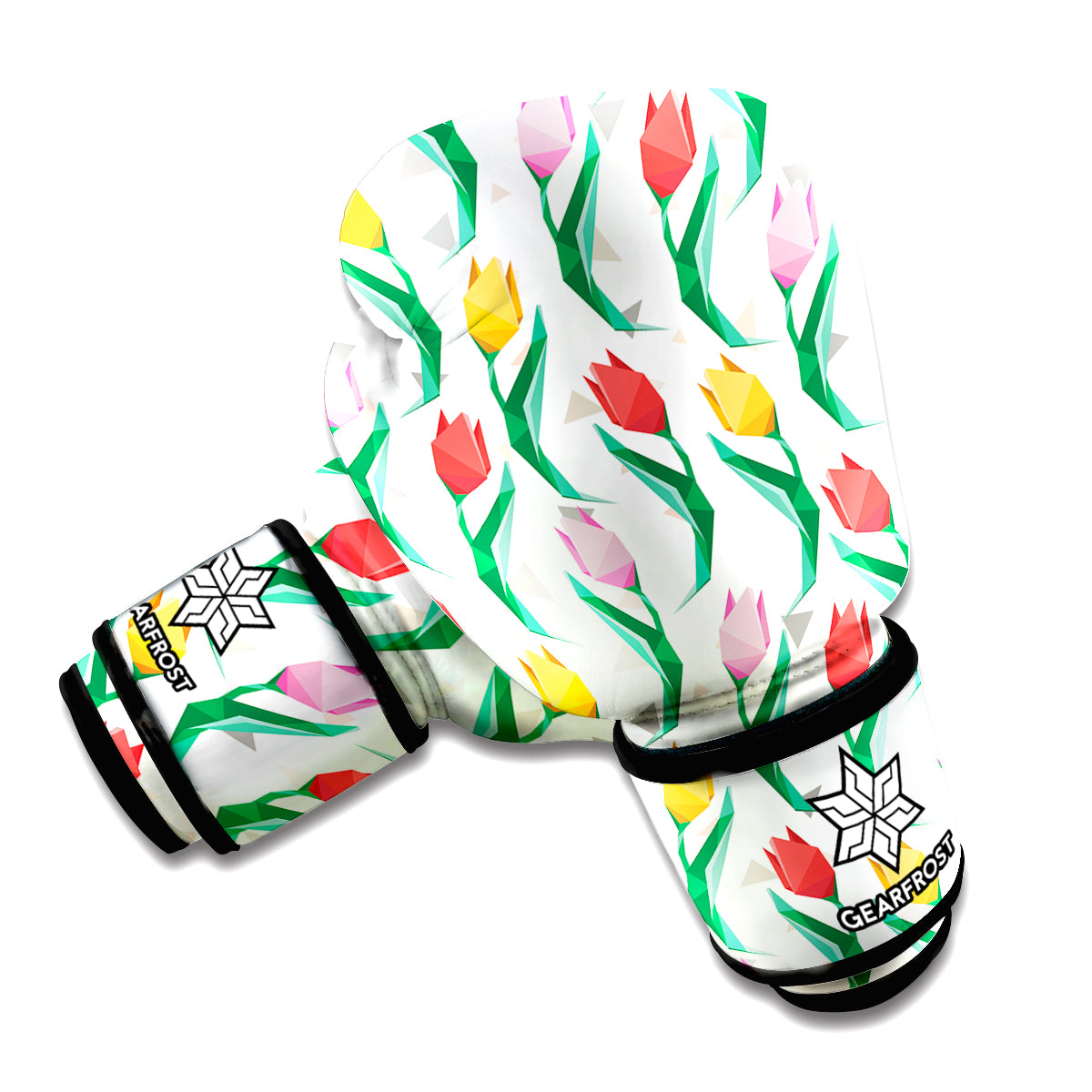 Polygon Tulip Pattern Print Boxing Gloves