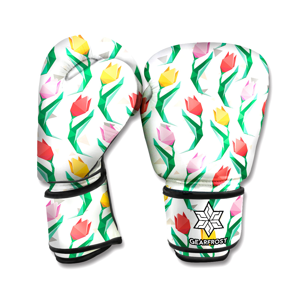 Polygon Tulip Pattern Print Boxing Gloves