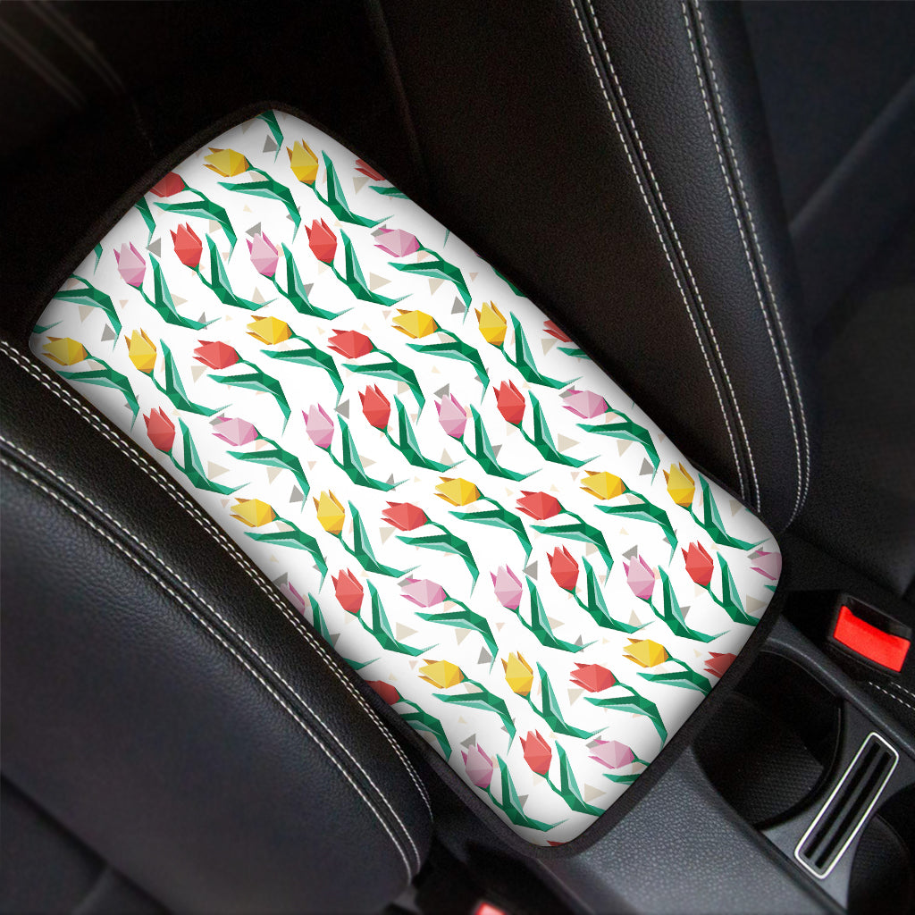 Polygon Tulip Pattern Print Car Center Console Cover
