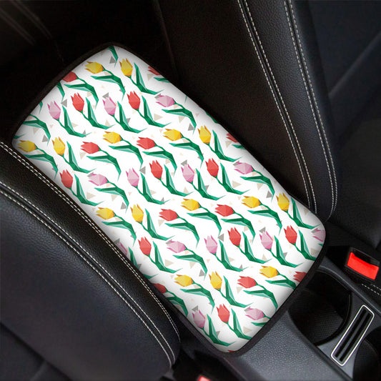 Polygon Tulip Pattern Print Car Center Console Cover