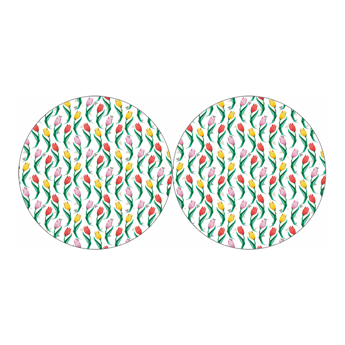 Polygon Tulip Pattern Print Car Coasters