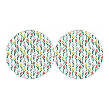 Polygon Tulip Pattern Print Car Coasters