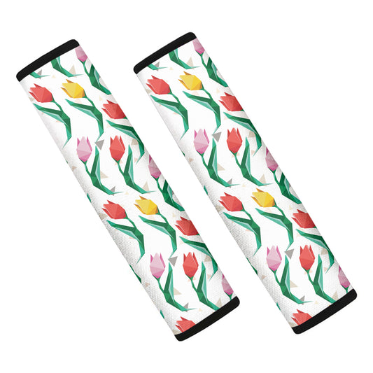 Polygon Tulip Pattern Print Car Seat Belt Covers