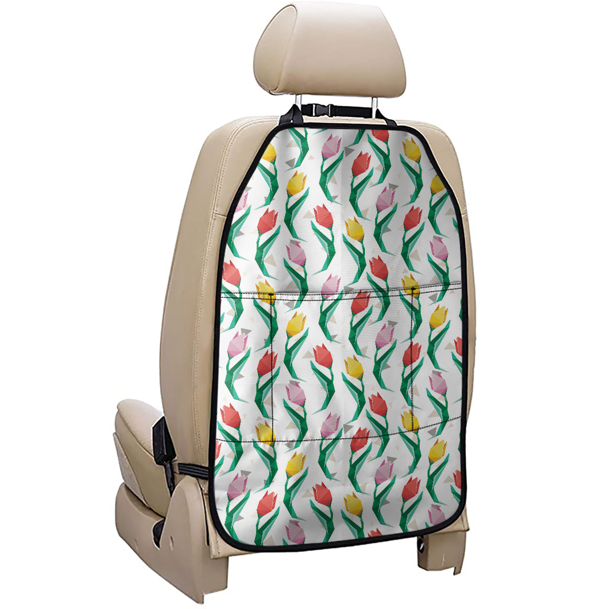 Polygon Tulip Pattern Print Car Seat Organizers
