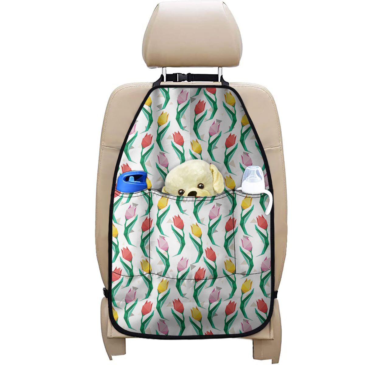Polygon Tulip Pattern Print Car Seat Organizers