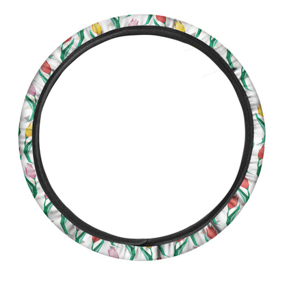 Polygon Tulip Pattern Print Car Steering Wheel Cover