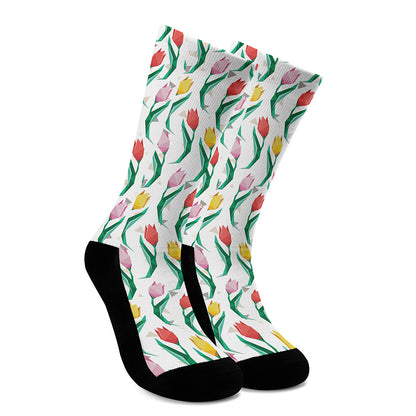 Polygon Tulip Pattern Print Crew Socks