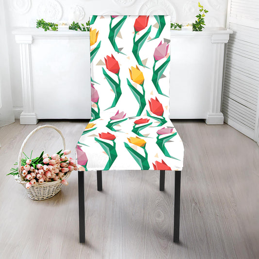 Polygon Tulip Pattern Print Dining Chair Slipcover