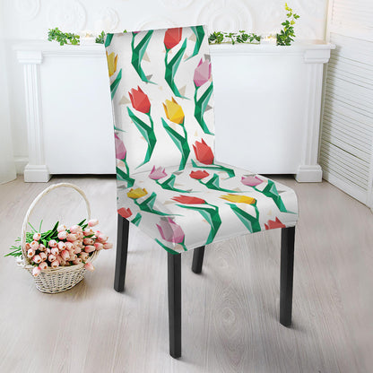 Polygon Tulip Pattern Print Dining Chair Slipcover