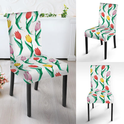 Polygon Tulip Pattern Print Dining Chair Slipcover