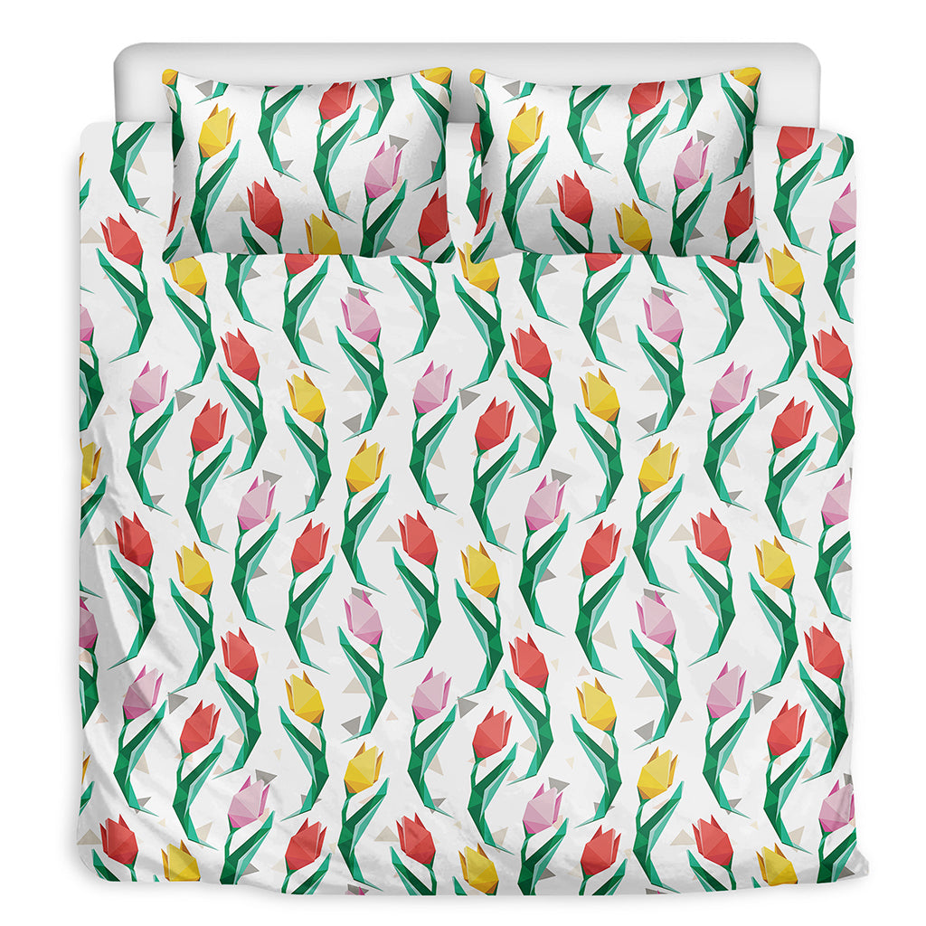 Polygon Tulip Pattern Print Duvet Cover Bedding Set