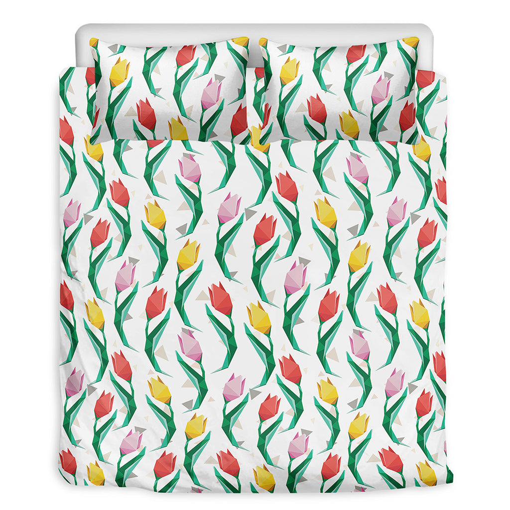 Polygon Tulip Pattern Print Duvet Cover Bedding Set