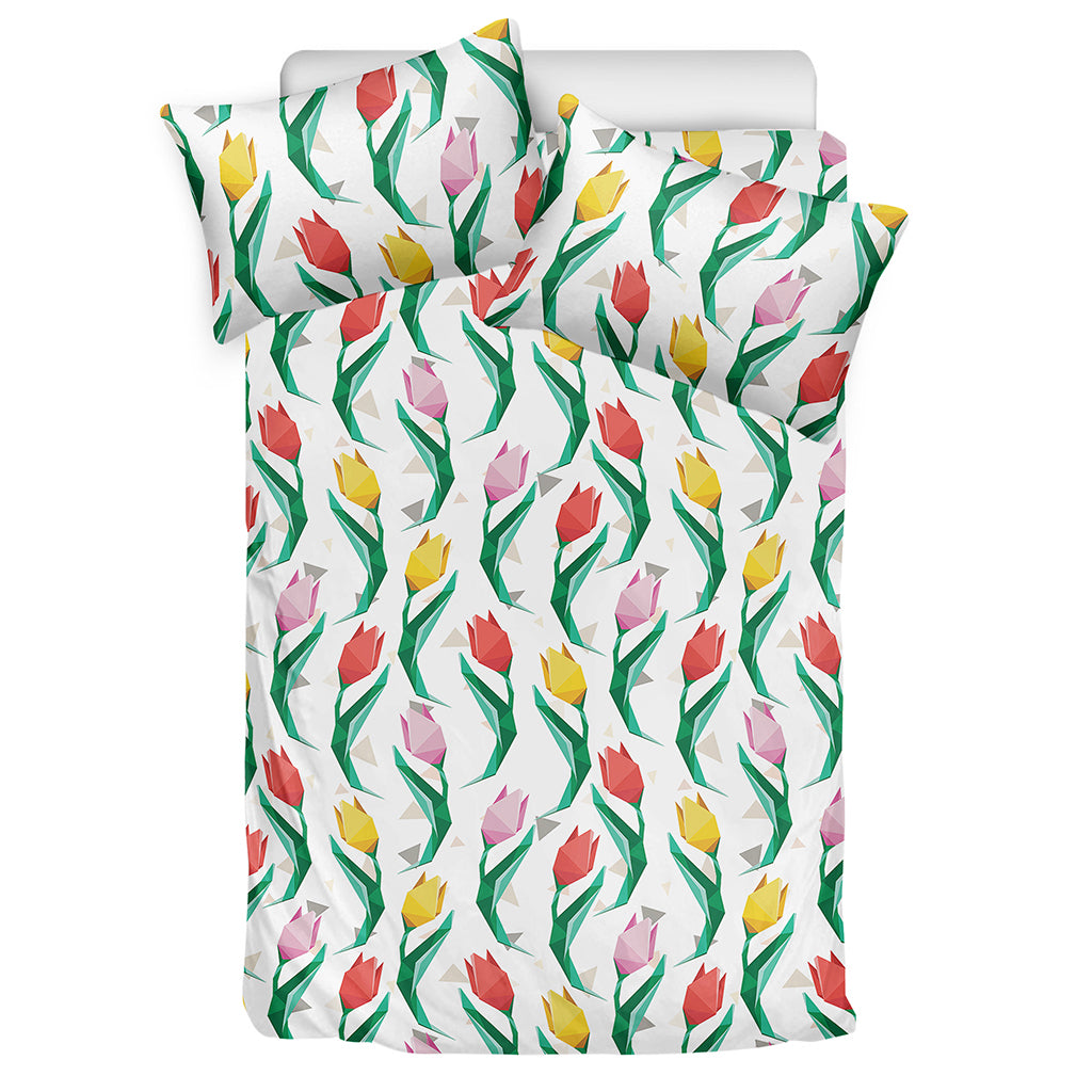 Polygon Tulip Pattern Print Duvet Cover Bedding Set