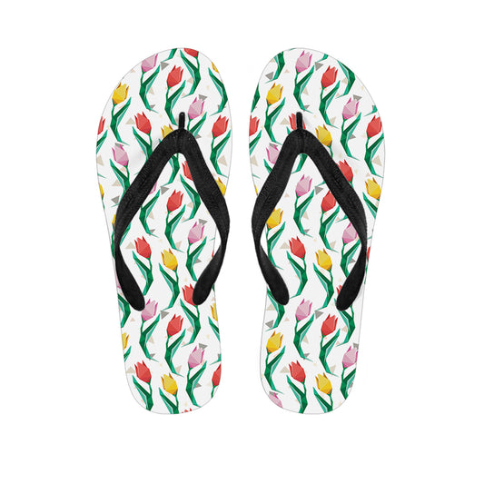 Polygon Tulip Pattern Print Flip Flops