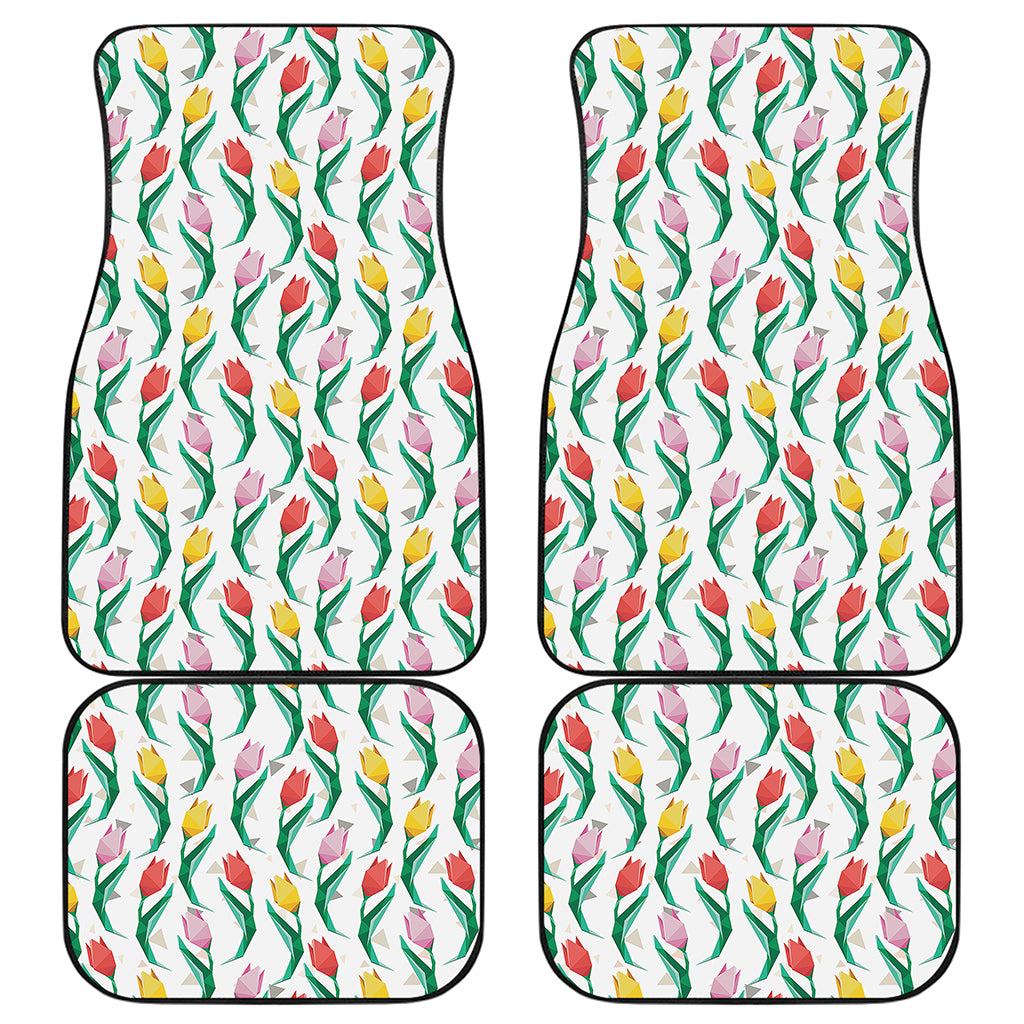 Polygon Tulip Pattern Print Front and Back Car Floor Mats
