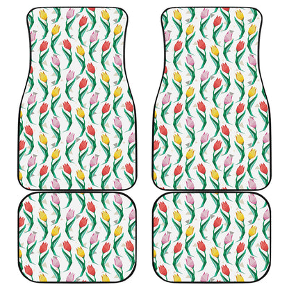 Polygon Tulip Pattern Print Front and Back Car Floor Mats