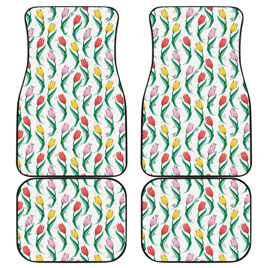 Polygon Tulip Pattern Print Front and Back Car Floor Mats